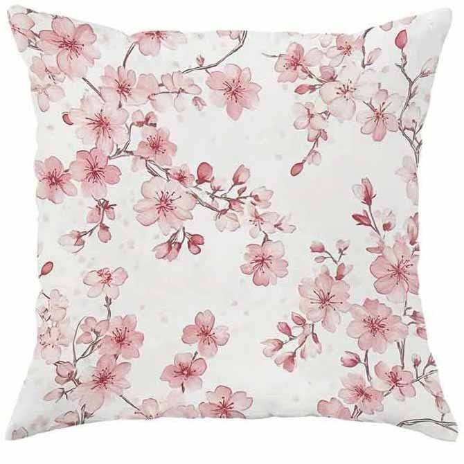 Évasion Printanière : Housse de Coussin Fleurs de Cerisier pour Canapé & Maison