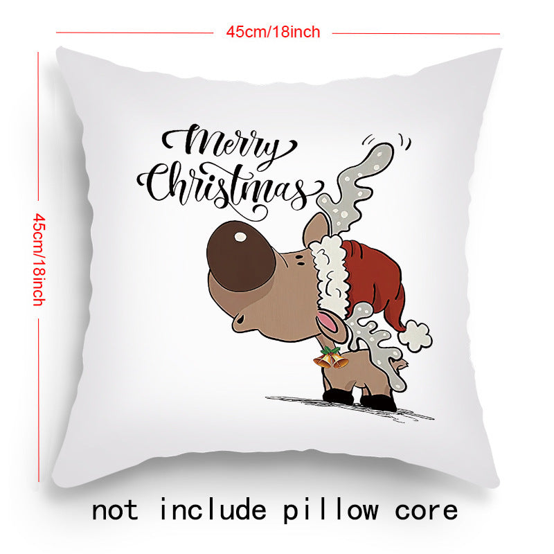 Housse de Coussin de Noël – Père Noël & Renne Festifs pour une Décoration Chaleureuse