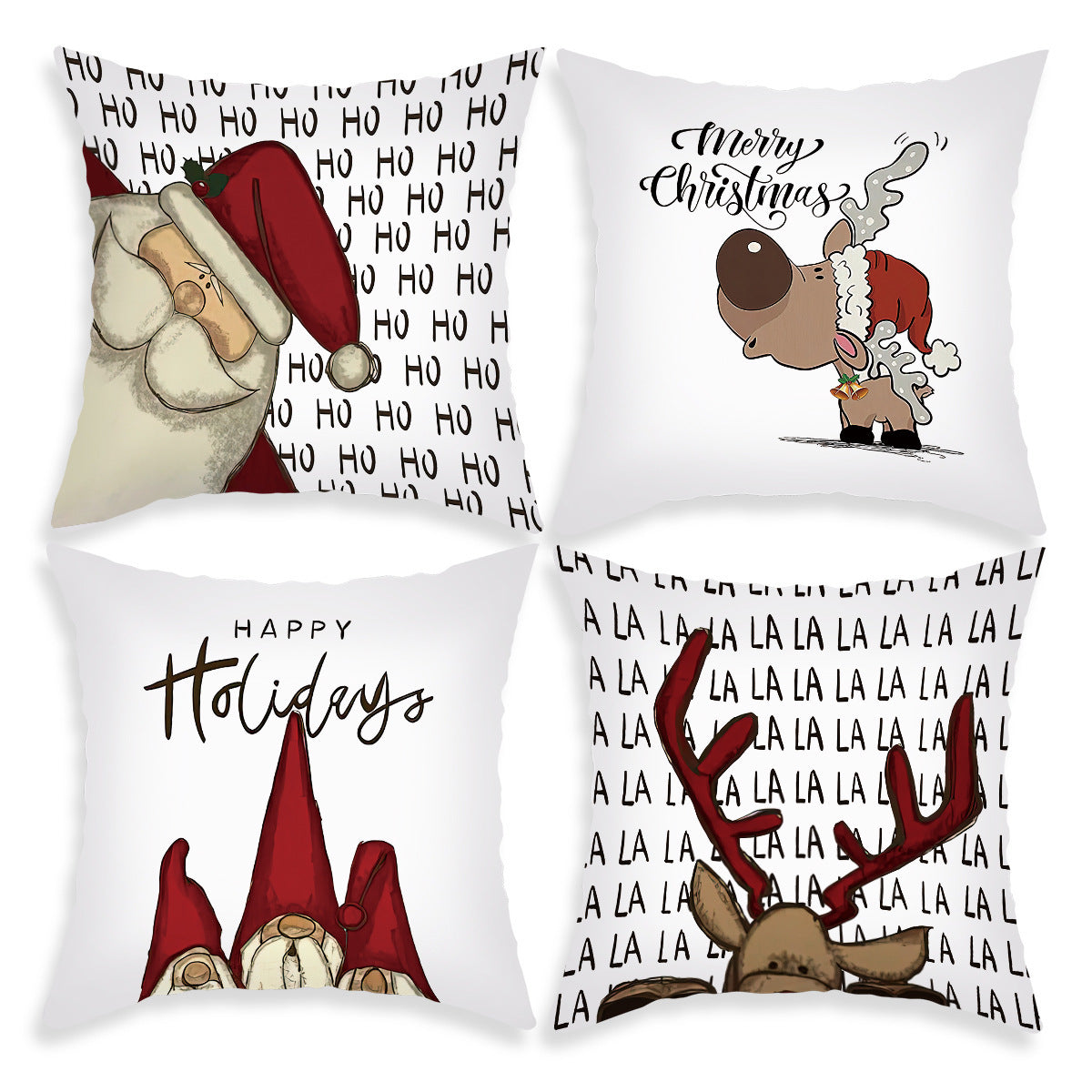 Housse de Coussin de Noël – Père Noël & Renne Festifs pour une Décoration Chaleureuse
