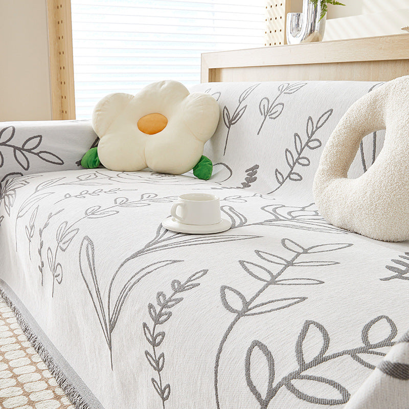 Jeté De Canapé Motif Floral Sauvage gris