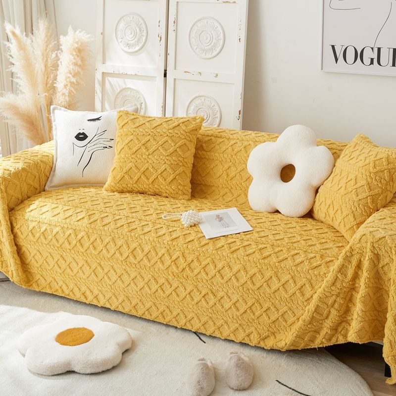 Jeté De Canapé Motif Géométrique Douillet de couleur Jaune