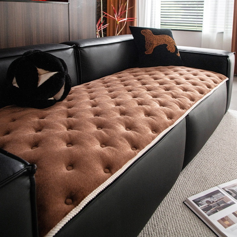 Jeté De Canapé Motif Matelassé de couleur Marron