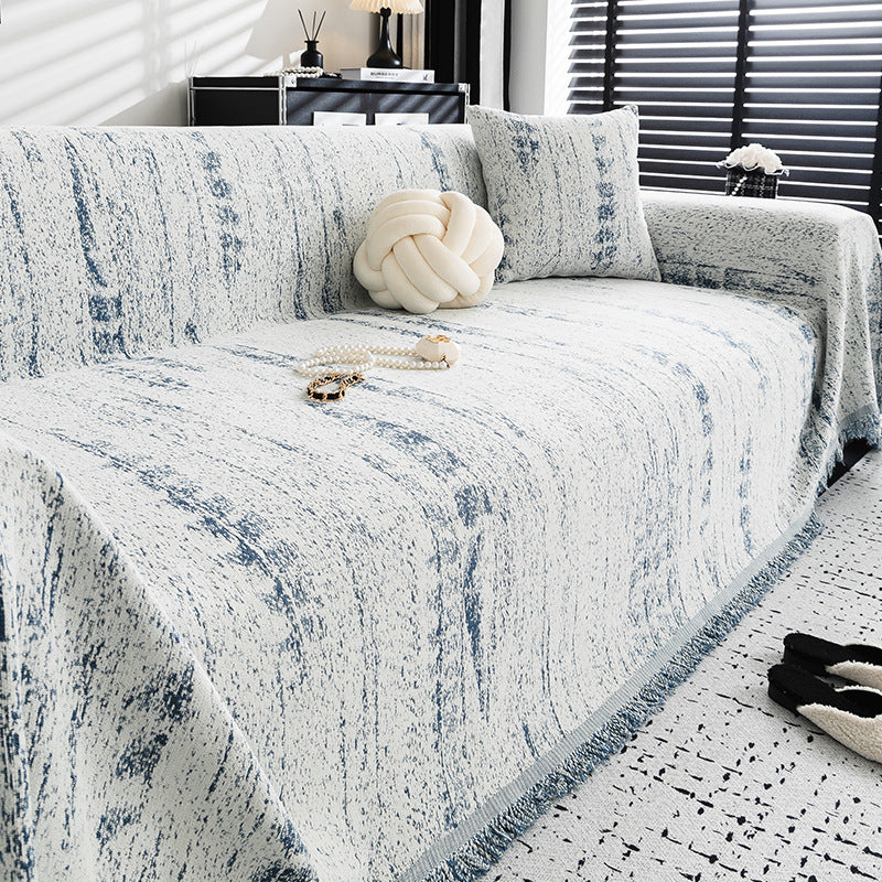 Jeté De Canapé Motif Naturel Élégant Bleu