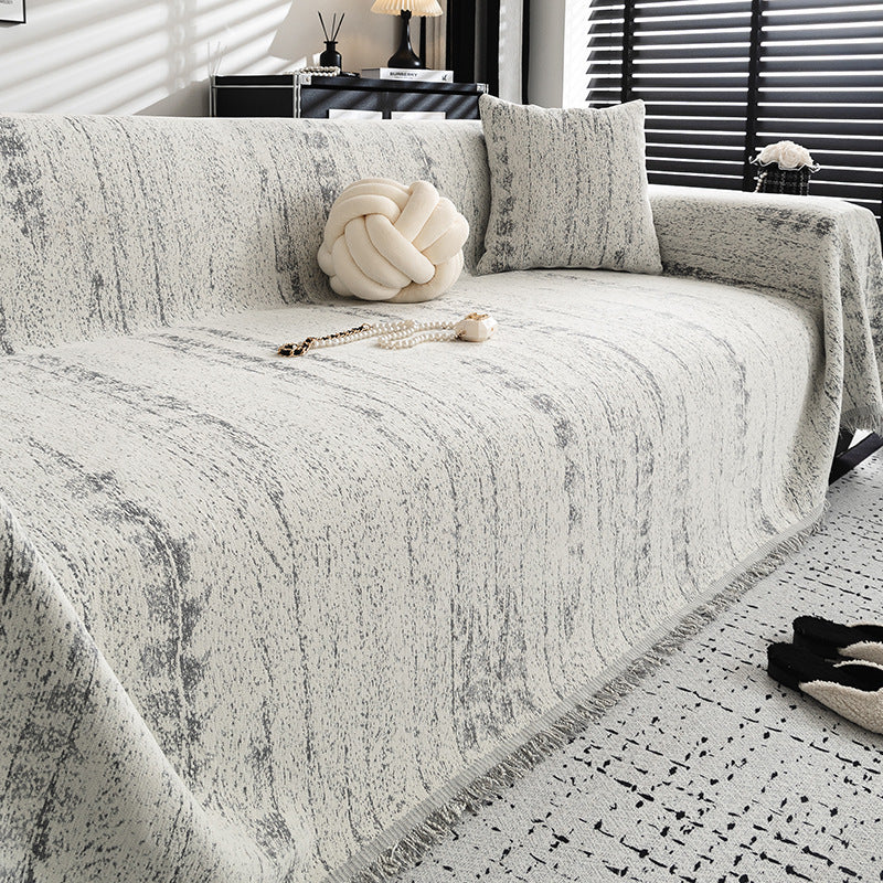 Jeté De Canapé Motif Naturel Élégant Gris