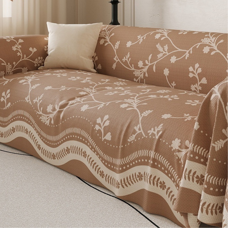 Jeté de canape motif nature chic de couleur marron foncé