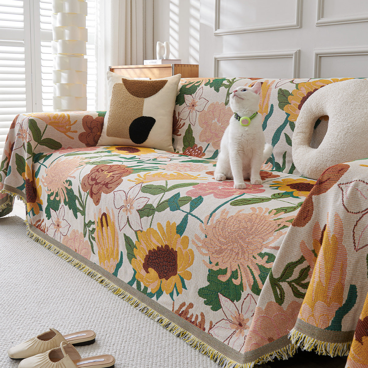 Jeté de Canapé Motif Floral Vintage style YB Marigold