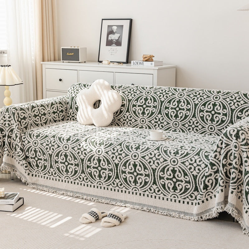 Jeté de canapé avec motifs baroques vert