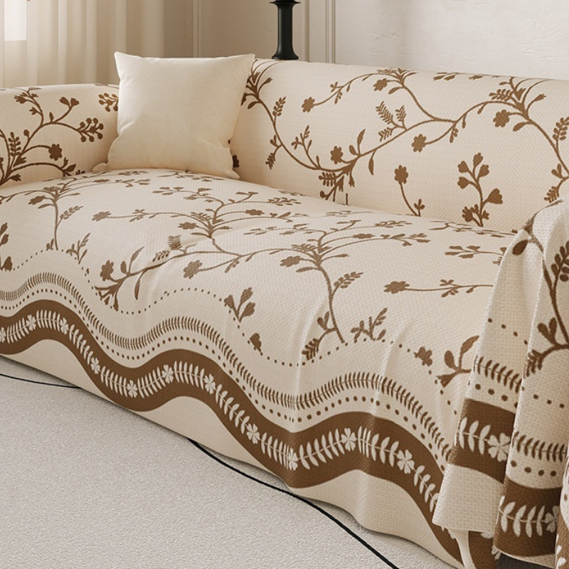 Jeté de canape motif nature chic de couleur marron