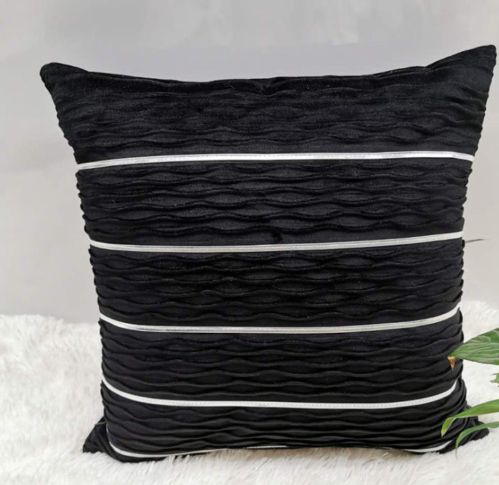 oreillers de canape motif vagues argentees de couleur noire