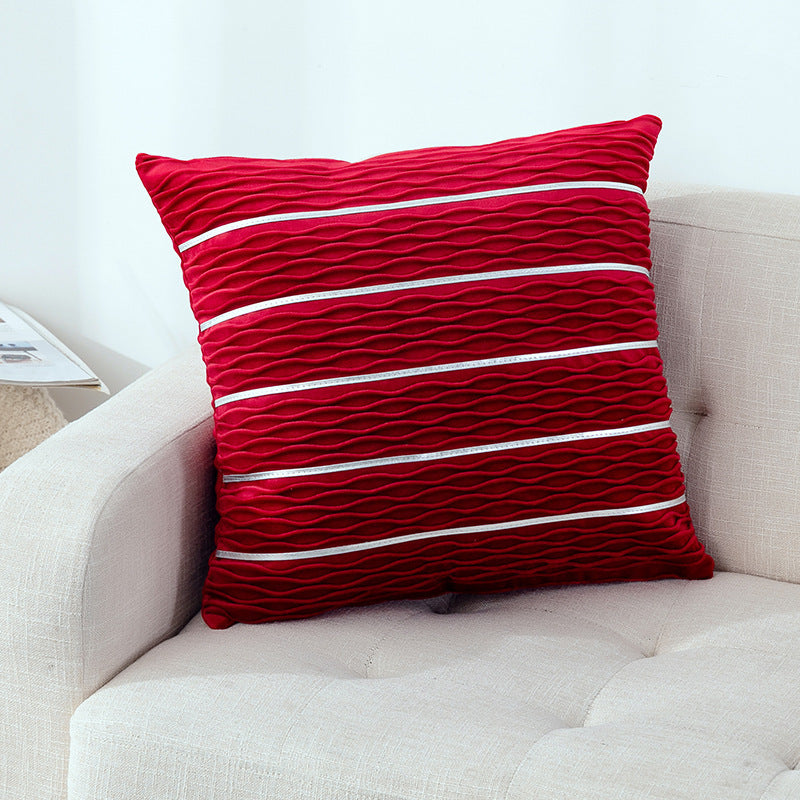 oreillers de canape motif vagues argentees de couleur rouge