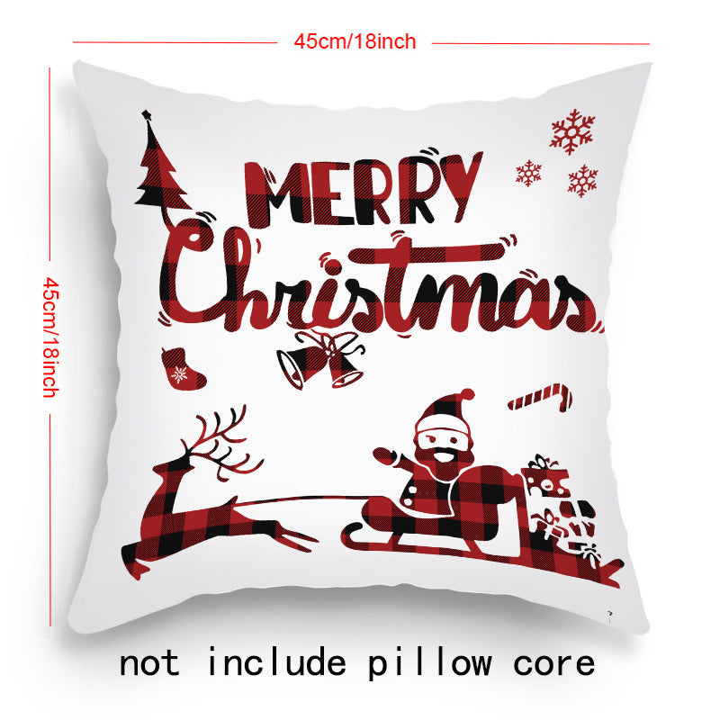 Housse de Coussin de Noël – Père Noël & Renne Festifs pour une Décoration Chaleureuse