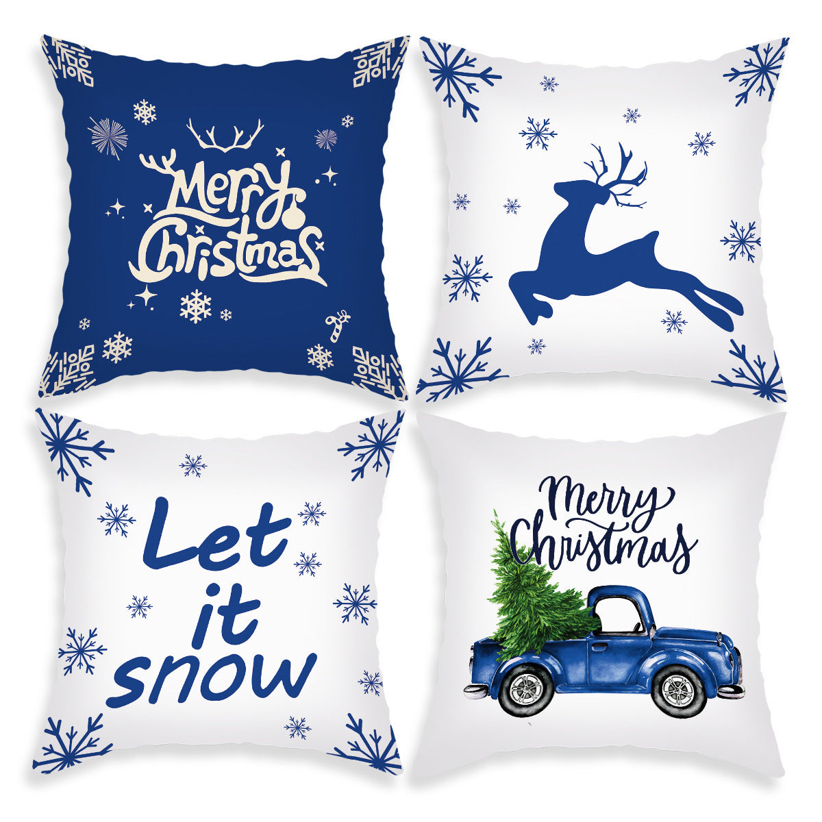 Housse de Coussin de Noël – Père Noël & Renne Festifs pour une Décoration Chaleureuse
