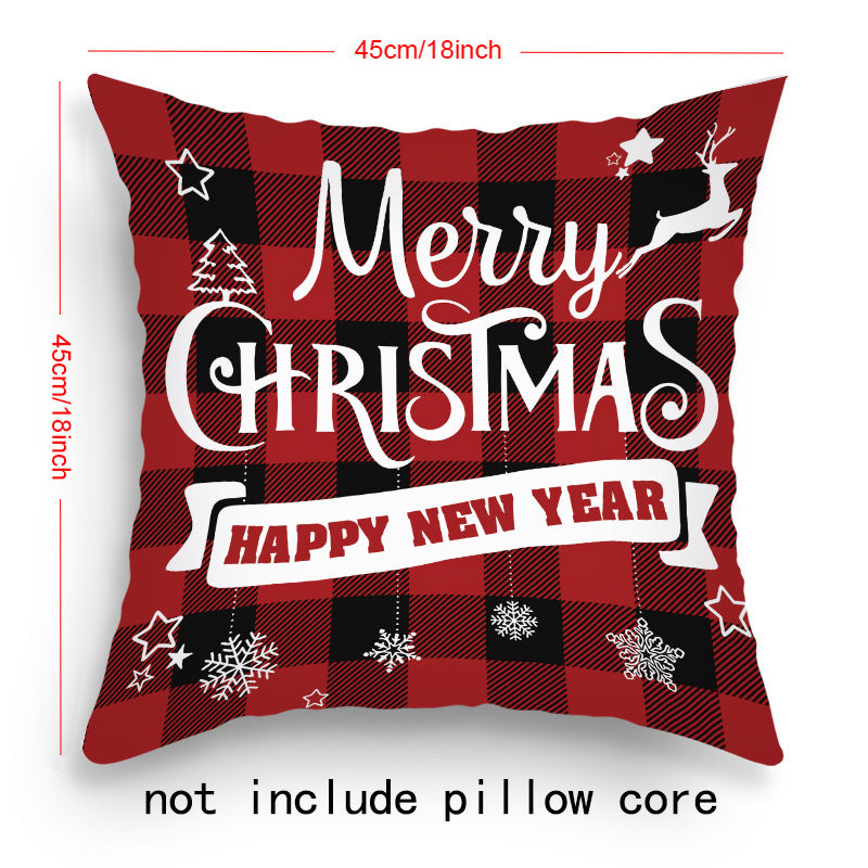 Housse de Coussin de Noël – Père Noël & Renne Festifs pour une Décoration Chaleureuse
