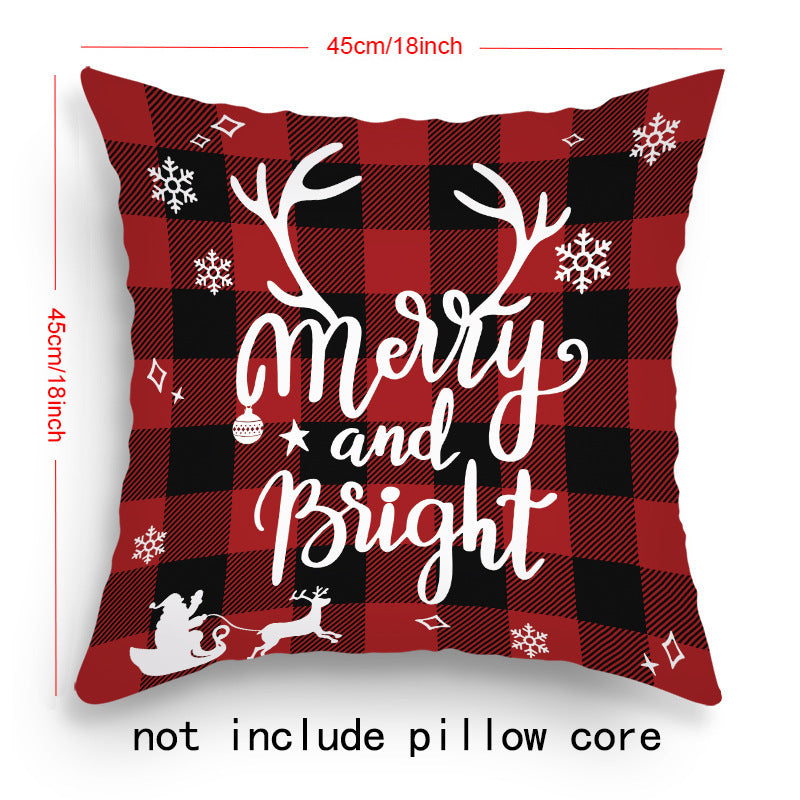 Housse de Coussin de Noël – Père Noël & Renne Festifs pour une Décoration Chaleureuse