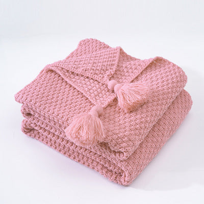 Couverture Nordique Tricotée à Glands – Élégance Cosy pour Canapé, Lit & Bureau