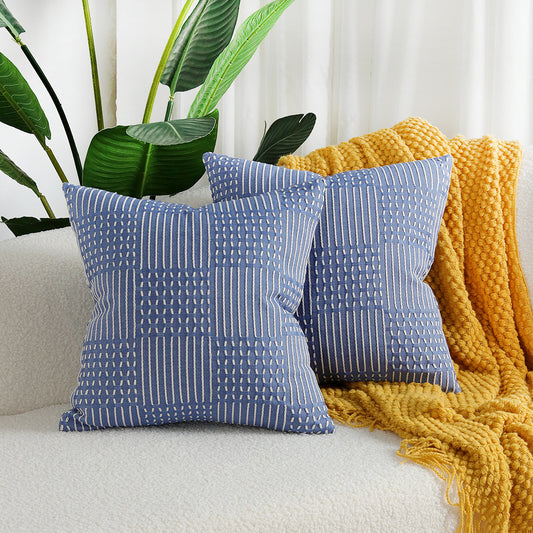 Housse de Coussin Jacquard en Coton – Élégance Géométrique et Confort Intemporel