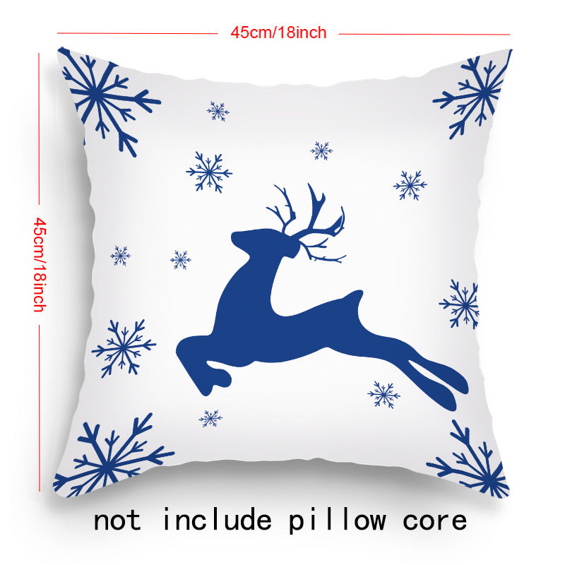 Housse de Coussin de Noël – Père Noël & Renne Festifs pour une Décoration Chaleureuse