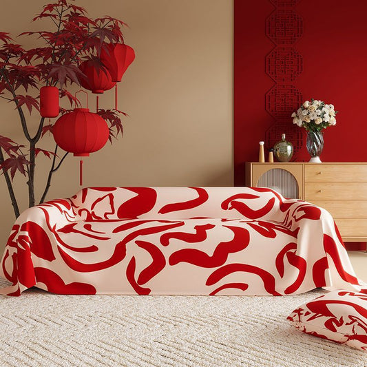Housse de Canapé Rouge Festive – Élégance Chinoise & Charme de Mariage