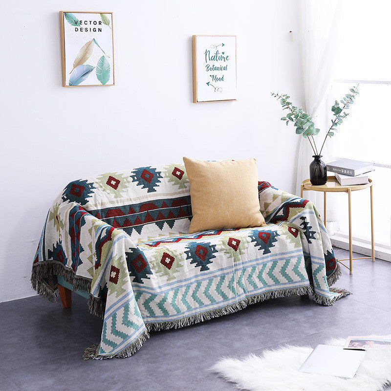 Jeté De Canapé Motif Bohème Coloré Style Hygge