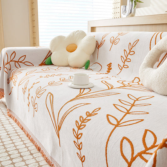Jeté De Canapé Motif Floral Sauvage orange
