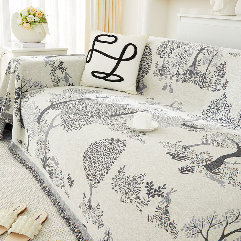 Jeté De Canapé Motif Forêt gris