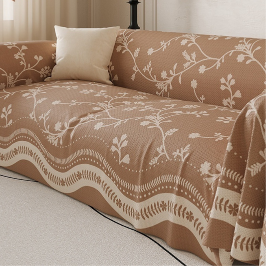 Jeté de canape motif nature chic de couleur marron foncé