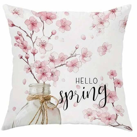 Évasion Printanière : Housse de Coussin Fleurs de Cerisier pour Canapé & Maison